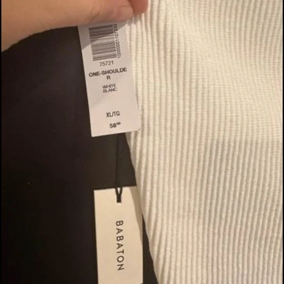Aritzia Babaton one shoulder ribbed crop top - Picture 2 of 2
